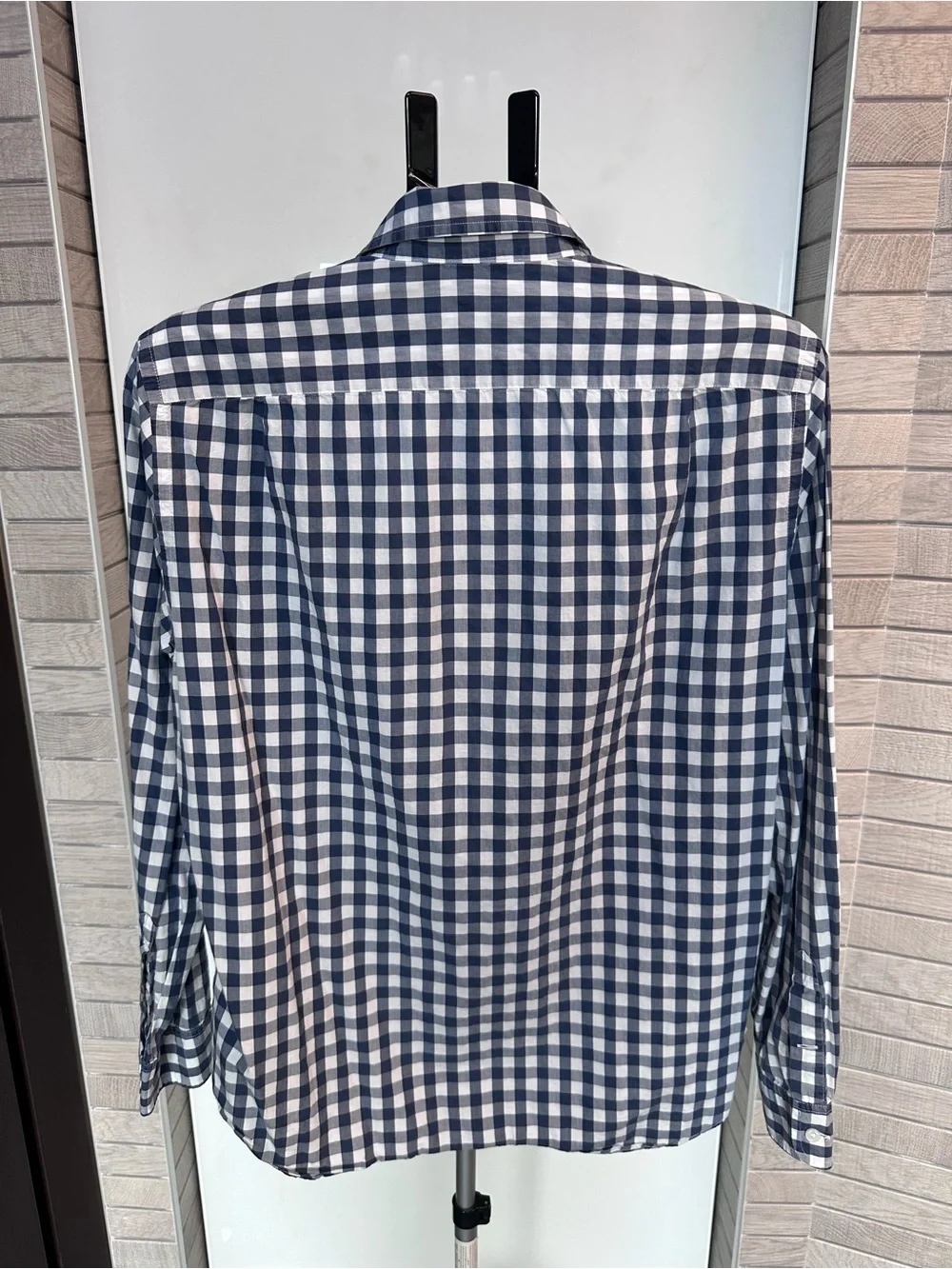 J. Crew Navy and White Gingham Button-Down Shirt